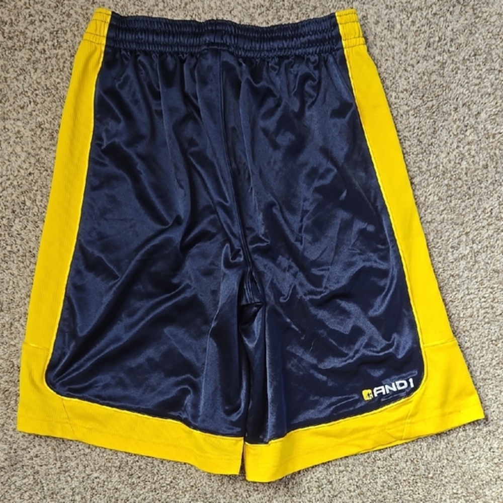 And1 Blue and Yellow Athletic Shorts Lightweight Performance - Picture 4 of 4